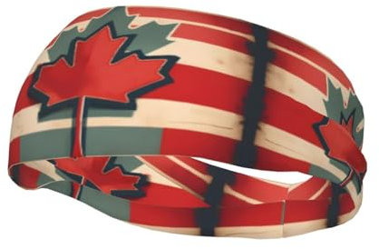 Fascia sportiva con stampa modello bandiera retrò Canada - per basket, calcio, sport di allenamento, fascia da corsa