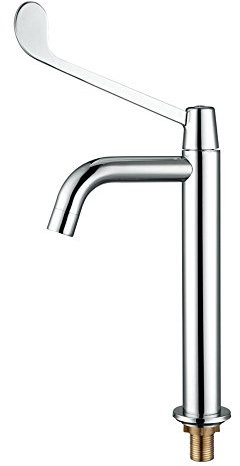 Edelstahl-Krankenhaus-Wasserhahn mit langem Griff und 60 cm Schlauch, berührungslose Mischbatterie für Labor in medizinischer Qualität