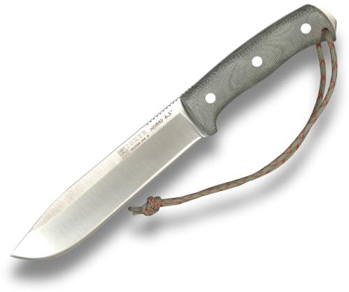 Joker Survival-Messer Nomad 6.5 CV137-K, Griff aus grünem Micarta Canvas, 16,5 cm Klinge, Kydex-Scheide, Werkzeug für Angeln, Jagd, Camping und Wandern.