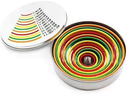 12 Stück Runde Ausstechformen Set, Donut Keks Ausstechformen Set mit farbenfroher ABS Schutzhülle, runde Ausstechformen aus Edelstahl für Donuts, Kekse, Gebäck