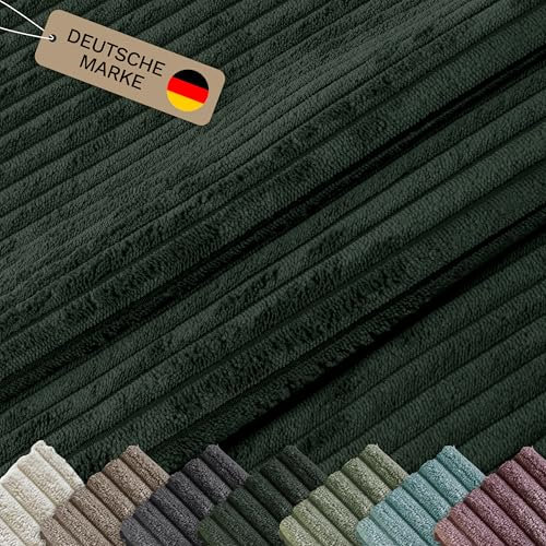 Lycce Cordstoff Meterware | 35.000 Scheuertouren | Tierfreundlich & kratzresistent | 1 lfm x 1,40 m breiter Polsterstoff für Möbel, Kissenbezüge und andere DIY Projekte | 360 g/m² | grün