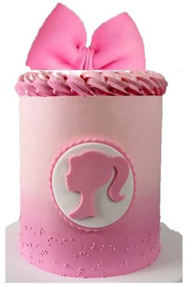 Large Edible Sugar Fondant 3D Barbie Doll Bow 5.5 and Princess Figure Plaque Set, Pink; Girls, Ladies Graduation, Bridal, Baby Shower, Birthday Cake Topper/Decoration