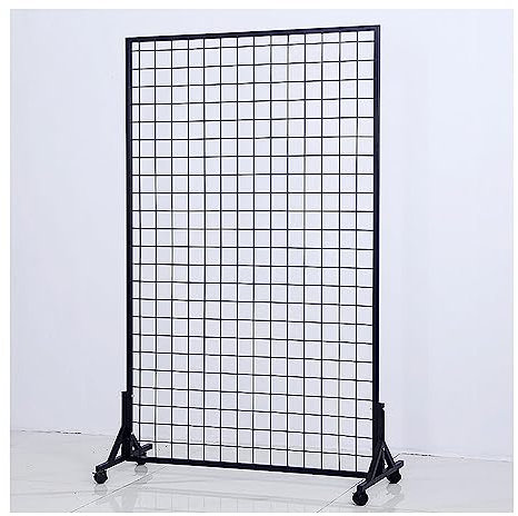 Freistehende Netz-Pinnwand mit Rädern, für den Einzelhandel, Marktgeschäft, Trennwand, Netzgitter, schwarz, 50 x 150 cm