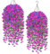 Weldomcor 2 Set Home and Outdoors Silk Fabric Fake Flowers DIY Chain Hanging Basket Artificial Morning Glory Hanging Flowers in Planter for Front Porch Garden Patio Yard Decor (Purple and Fuchsia)