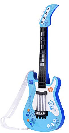 Jeffergarden Interaktive Gitarre mit Sound Rhythmus Lichter Lehrreicher Gitarre Simulierte Musikinstrumente Lustige Knöpfe Ideales für Musikalische Kleine Stars (Blue)