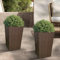 SJGUOJI 2 Pack Rattan Wicker Planters with Removable Liner Large Indoor Outdoor Planter Flower Plant Pots Garden Patio Front Porch 60.5cm (H) x 35.5cm (W) x 35.5cm (D) (Brown)
