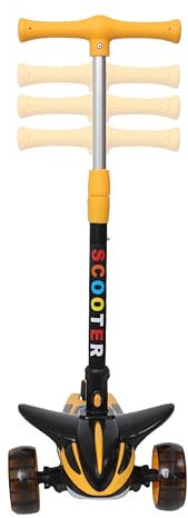 Habib Gruppe Plane Scooter Kinderroller 3 Rad – LED Leuchträder, klappbar, 4-Fach Höhenverstellbar, Tretroller für Jungen & Mädchen 3-8 Jahre (4 Farben) (Gelb)