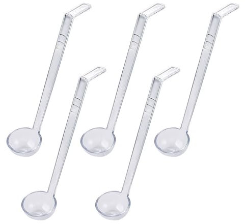 Lot de 5 cuillères de service transparentes à long manche pour cocktail, sauce, jus de fruits, louche transparente