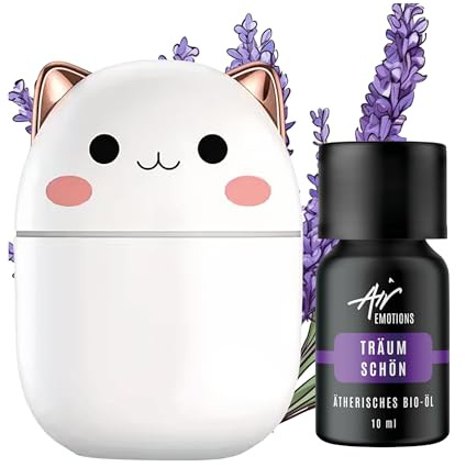 Air Creative Duftknuffel Mini Aroma Diffuser - Niedliche Katze Withey mit Ätherischem Öl Träum schön - Duftöl Diffuser fürs Kinderzimmer