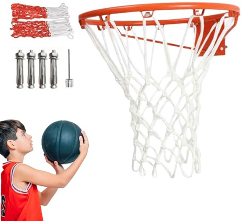 Rim Basketball zur Wandmontage – Nett-Torreifensystem, rostfreier Ratingrahmen | Schwerer Sportzelring, langlebiges Installationsset mit Schrauben für die Fitnessschule