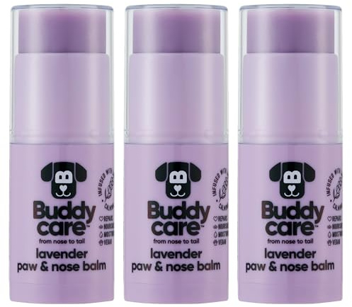 Buddycare Dog Paw & Nose Balm - Lavender Protects & Repairs Dry, Cracked & Chapped Skin | Vegan & Cruelty-Free, Moisturises & Nourishes | Pocket Sized Grooming Accessory (Pack of 3)