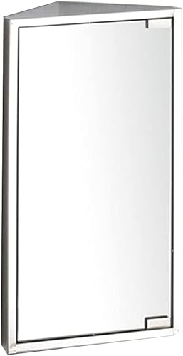 Eckbadezimmer Aus Edelstahl Dreieck Schlafzimmer Eckschrank Mit Spiegel Wandmontage, Silver, 60x30cm