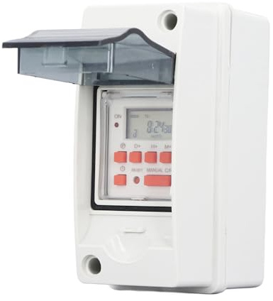 RiToEasysports Zeitschaltuhr, 7 Tage Programmierbar, mit 28 Ein-/Aus-Zeitplänen, Wasserdichte Box für Poolpumpen, Heizungen, Lichter, AC85–265 V, Großer Temperaturbereich 14 °F Bis 131 °F