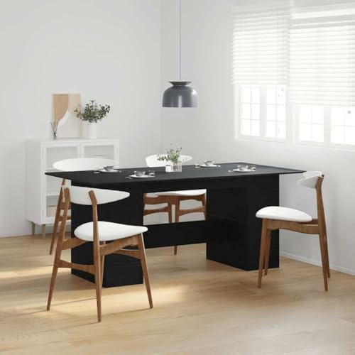 HETFTJN Esstisch Schwarze Eiche 180x90x76 cm massiver Holzwerkstoff mit glatter Tischplatte moderner Küchentisch für Esszimmer Wohnzimmer und offene Kochinsel