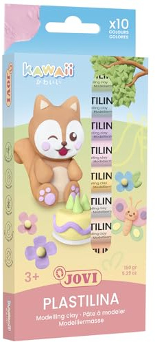 Jovi - Knete, 10 bunte Kawaii Riegel, 10 x 15 Gramm, glutenfrei