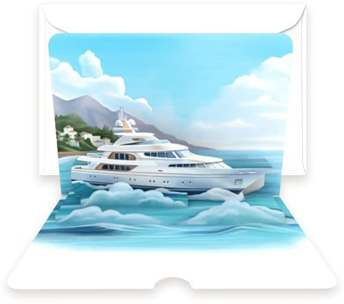 Pop-Up Karte Yacht – 3D Gutscheinkarte & Geschenkverpackung für Kreuzfahrt & Segelreise, Reisegutschein für Männer, Frauen & Paare, Urlaubskarte Geldgeschenk & Geburtstagskarte Schiff