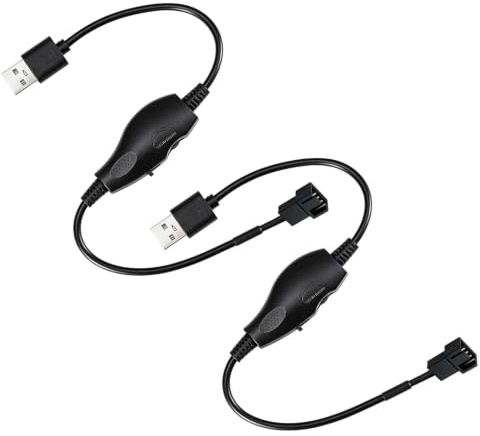 CQZYSM 2PCS 34 cm 12V auf USB Adapterkabel mit Schalter und Lüfter Drehzahlregler 12V, USB-Kabel für stufenlose Drehzahlregelung, kompatibel mit 3-poligen und 4-poligen Lüfter Hub