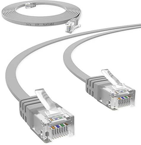 HB-DIGITAL Netzwerkkabel LAN Kabel Cabel Flachkabel Slim flach RJ45 Stecker 3m 300cm cat 6 grau beige Kupfer Profi U/UTP bis zu 10 Gbit 10.000 Mbit cat. 6 Cat6 RJ45 Port Ethernet Netzwerk Patchcable