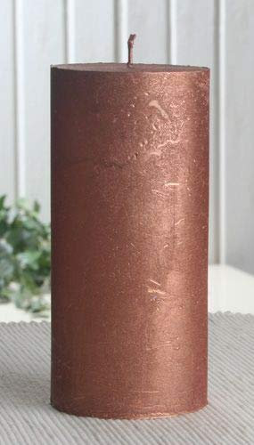 Rustik-Stumpenkerze, 15 x 7 cm Ø, Kupfer-metallic