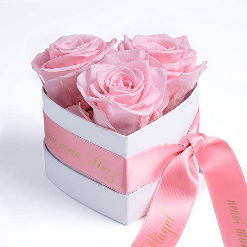 ROSEMARIE SCHULZ Heidelberg Engel ohne Flügel nennt Man Mama 3 konservierte Rosen Box Herz Mutter Geburtstagsgeschenk (Rosa, 3 Rosen Engel)
