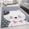 Teppium Kinderteppich für Jungen und Mädchen Niedliches Katze Muster 80 x 150 cm Pink - Kurzflor Waschbarer Teppich Extra Weich und Antiallergen - Teppich für Kinderzimmer, Babyzimmer und Spielzimmer
