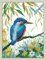 Awesocrafts Kreuzstich Stickpackungen, Eisvogel auf dem Zweig, Vogel Bilder Vorlagen Stickerei Set Zählmuster