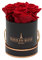 PARIS EN ROSE Rosenbox | mit 4 bordeaux-roten Infinity Rosen Größe XL | konservierte ewige Rose | runde Schwarz-Rosegold Box | 3 Jahre haltbar | Grußkarte
