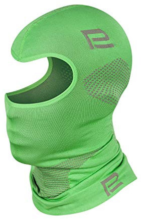Prosske Sturmhaube Thermo Xtreme 2.0 Damen Herren Kinder Mädchen Jungen Skihaube Balaclava (grün-grau, S/M)