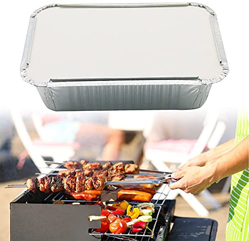 hifrom Lot de 30 bols en aluminium jetables pour barbecue - Parfaits pour rôtir, cuisiner, cuire au four, plat à gratin - Petit plat (couvercle 210 x 140 x 50 mm)