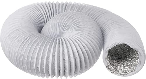 Ø 125mm / 3m Aluminium Weiß Lüftungsschlauch - PVC Flexschlauch - Abluftschlauch für Trockner, Klimaanlage, Abzugshaube