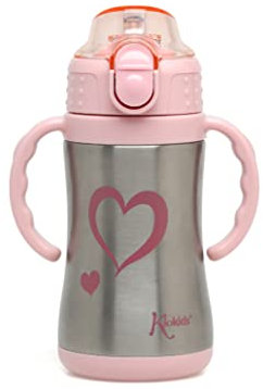 Kiokids Botella Térmica De Entrenamiento 280ml Acero Inoxidable Rosa Para Niños