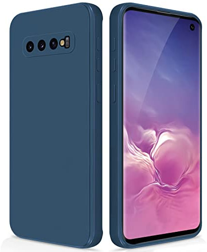 GiiYoon Hülle Kompatibel mit Samsung Galaxy S10, Hochwertiges Liquid Silicone Case, Rundumschutz Handyhülle, Kratzfestes Weiches Mikrofaserfutter- Blau
