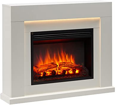 FLAMME Madura Fireplace with 39'' surround with 2kW Fireplace Heater White Multiple Colours Available