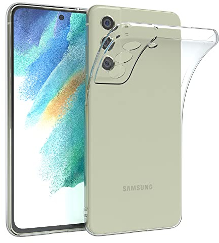 EAZY CASE Hülle kompatibel mit Samsung Galaxy S21 FE 5G Schutzhülle Silikon, Ultra dünn, Slimcover, Handyhülle, Silikonhülle, Backcover, Durchsichtig, Klar Transparent