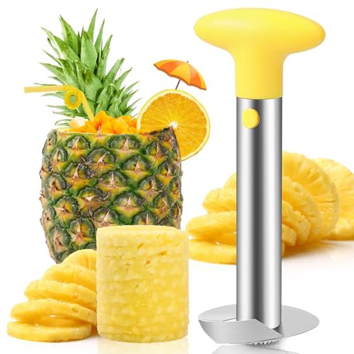 AUBENR Premium Ananas-Entkerner und Hobel-Werkzeug – Scharfer Ananasschneider mit gezackten Spitzen – einfach zu bedienen und zu reinigen – Edelstahlkernentferner für Ananas – Kernfrüchte mit