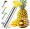 AUBENR Premium Pineapple Corer and Slicer Tool - Sharp Pineapple Cutter with Serrated Tips - Easy to Use and Clean - Stainless Steel Core Remover for Pineapple - Core Fruits with Ease(Yellow)