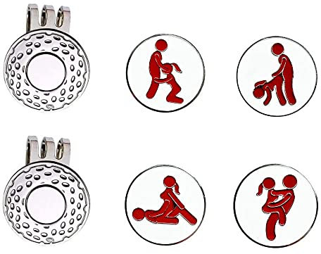 JSWLYWMTPJ 4 Stück lustige Golfball-Marker für Erwachsene, Metall, mit Magnetverschluss für Männer und Frauen, Golfer-Geschenke, Emaille-Technik
