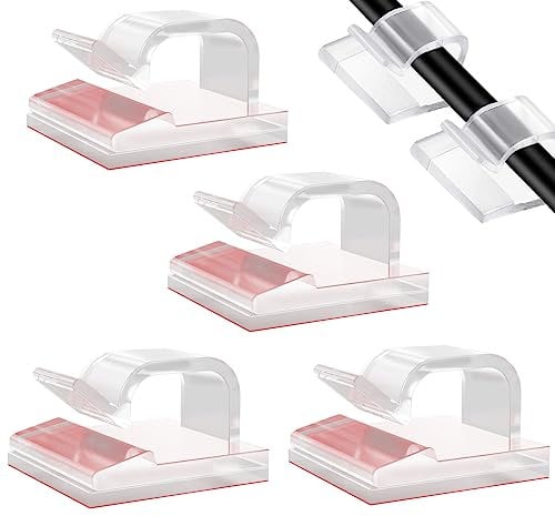 50PCS Cable Clips, Clear Self Adhesive Cable Clips Outdoor Light Wire Clips Cable Wire Management Holder for Car Office Home Desk Wall Christmas Hanging Decorations Outdoors Fairy Light