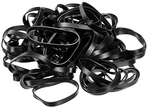 PATIKIL Silicone Rubber Bands Cable Ties 50pcs Non-slip 2.2 Flat Black for Cord Wrapping, Bag Wraps, Art