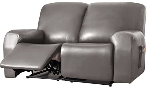 SHUOJIA 6-teiliges Sofabezug-Set Aus Wasserdichtem Leder, PU-Liegestuhl, Split-Stretch-Couch-Schonbezug, Geneigte Sofabezüge Für 2-Sitzer-Sofa-Schonbezüge, Waschbar (Taupe)