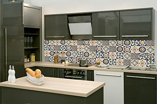 Dimex Küchenrückwand Folie selbstklebend Abstrakte Fliesen blau | Klebefolie - Dekofolie - Spritzschutz für Küche | Made in EU - 180 cm x 60 cm