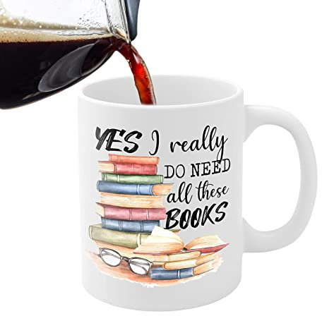 Raxove los Amantes los Libros, Taza Divertida para Amantes los Libros, Taza café para Amantes los Libros 350ml, sí, Realmente Necesito Todos Estos Libros, Regalo cerá ICA
