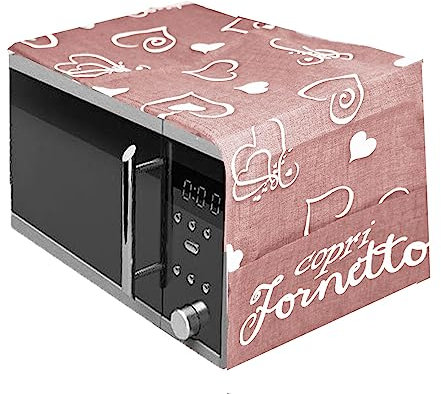 Russo Tessuti Coprifornetto Telo Microonde Fornetto Porta Mestoli Oggetti Cuori Paris Love-Rosa