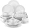 MALACASA Vajillas Completas Modernas 30 Piezas, Juegos de Platos de Porcelana Gourmet de Borde Negro para 6 Personas con 6 Platos Hondos/ 6 Platos de Postre/6 Platos de Sopa/6 Tazas y 6 Teteras