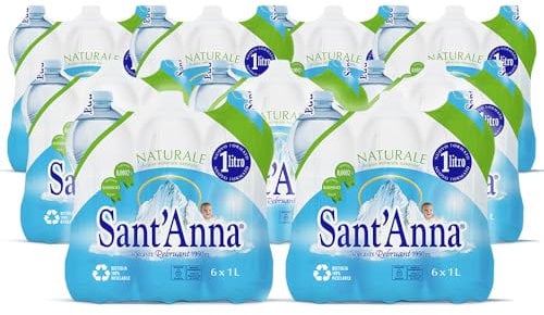 Acqua Sant'Anna Pack 1,0L Naturel | 54 bouteilles | Eau Minérale Naturelle Oligominéralisée Minimalement | Bouteilles en plastique 100% Recyclable