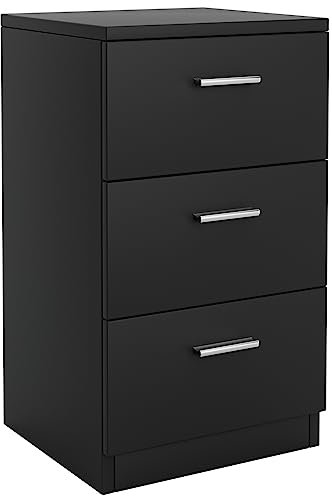 COSTWAY Wooden Chest of Drawers, 3-Drawer Dresser Cabinet, Floor Standing Narrow Storage Cupboard Organiser Unit for Bedroom, Living Room, Closet and Hallway (Black)