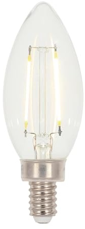 Westinghouse 5059200 2 Watt (25 Watt Equivalent) B11 Dimmable Clear Filament LED Light Bulb, Candelabra Base
