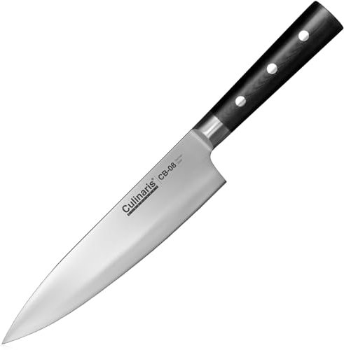 Culinaris Kochmesser Groß, Klingenlänge 20 cm aus hochwertigem Deutschen Edelstahl. Profi Kochmesser Küchenmesser mit dreifach genietetem ergonomischen Hartharz Griff