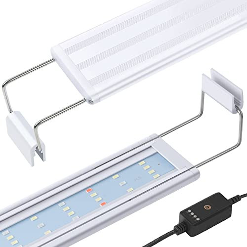 PYPABL Rampe LED Aquarium à Spectre Complet, 30-60cm Lumière Classique pour Aquarium avec Minuterie, Lumière pour Plantes Aquarium avec Supports Extensibles Stables (30-50cm)