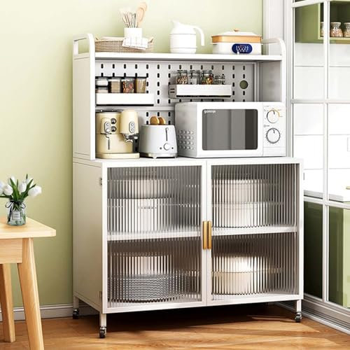 Vorratsschrank, Küchenbäckergestell, Küchenschränke Aufbewahrungsschrank Auf Rädern, Für Küchenlager Kleiderschrank Patio Vorratskammer Keller Für Zuhause Küchenspices Töpfe Und Pfannen ( Color : Nero